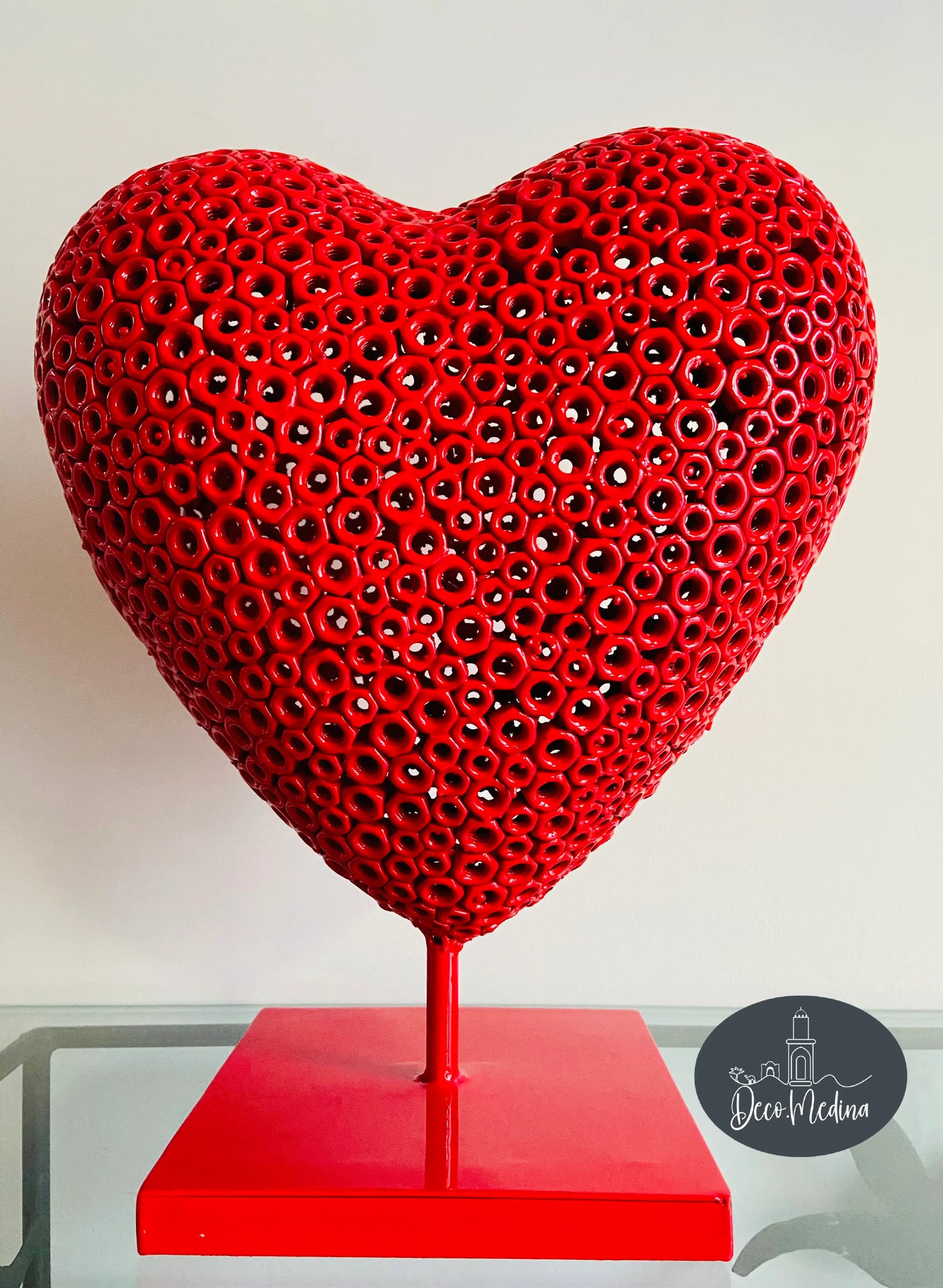 Sculpture cœur en métal recyclé/ Rouge