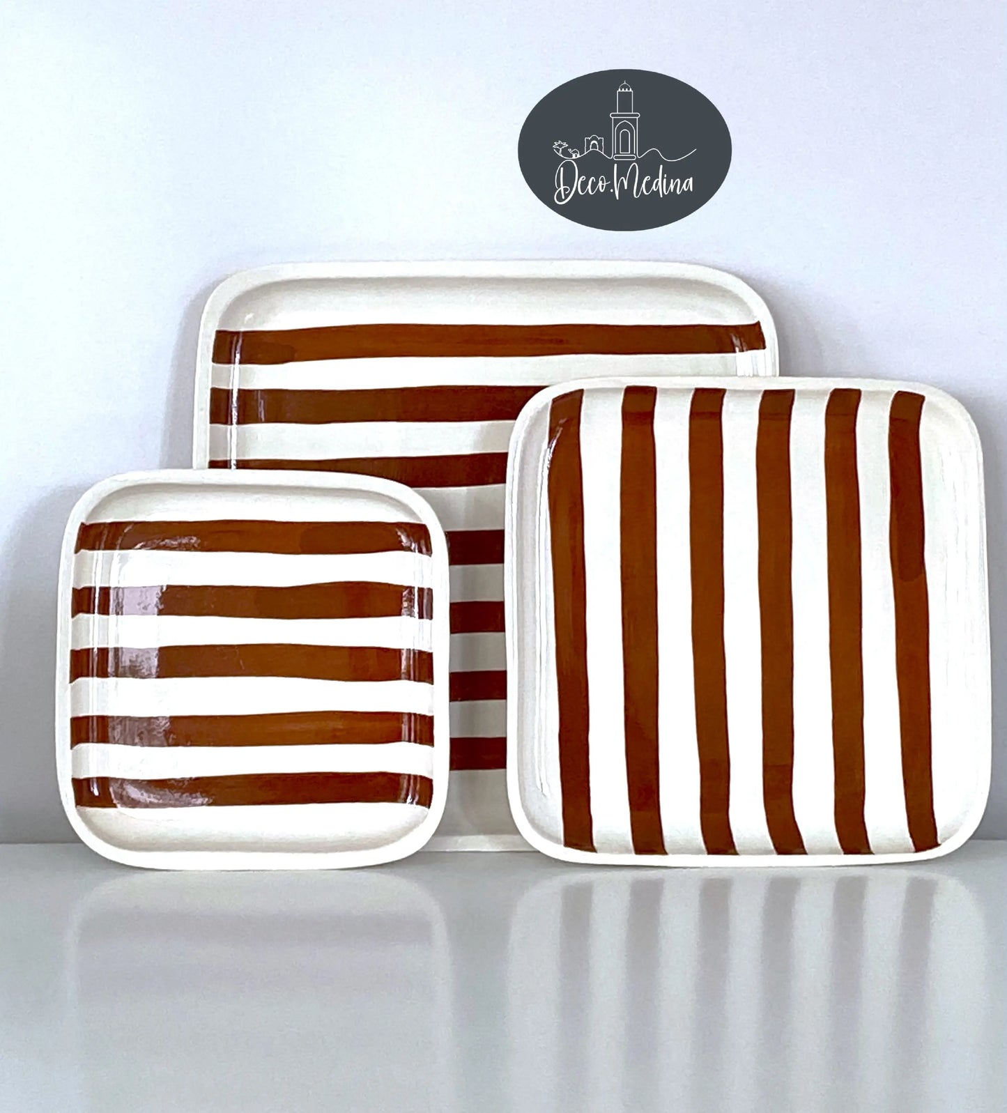 Lot de 3 plats carrés en céramique
