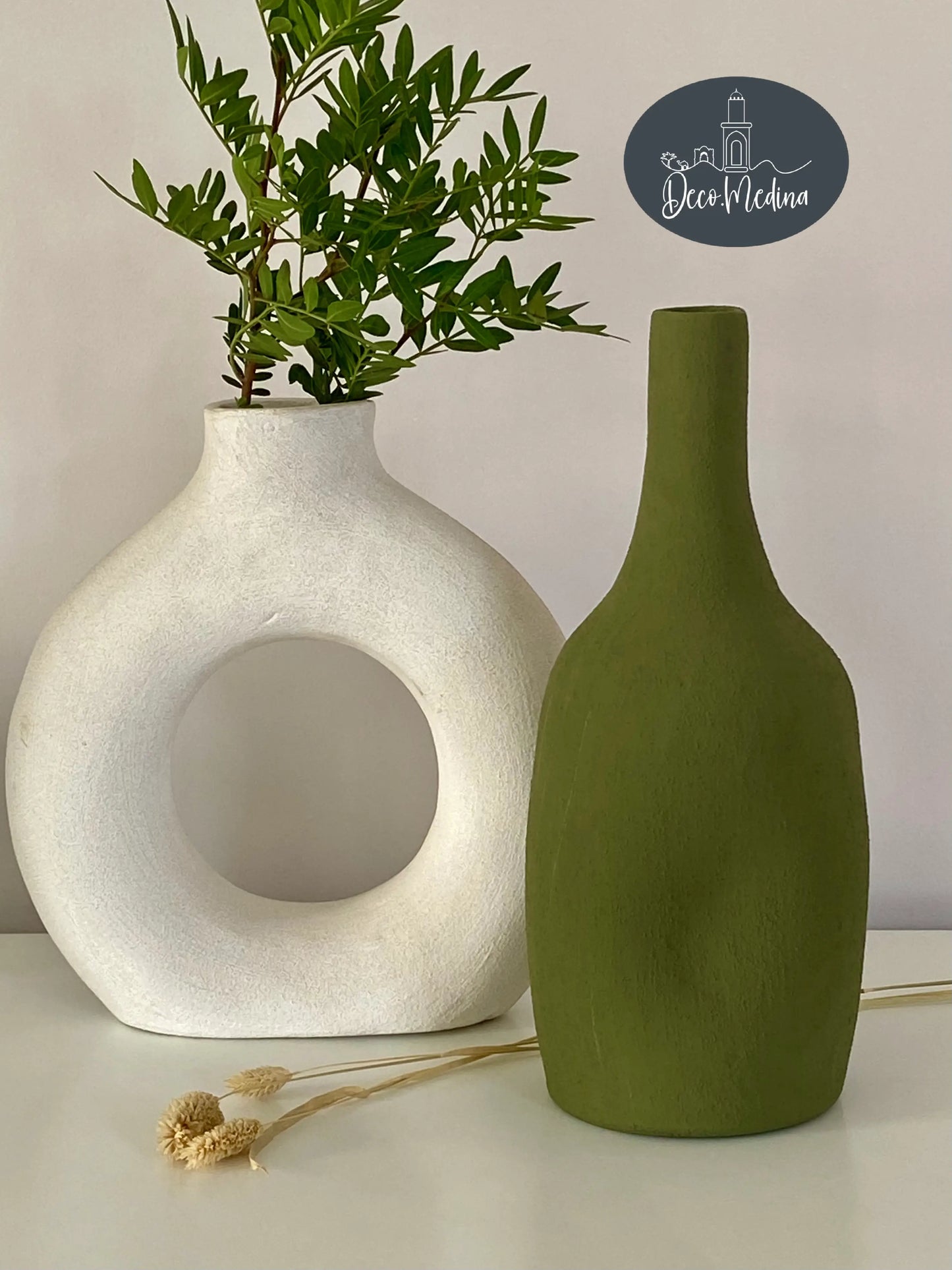 Vase bouteille vert