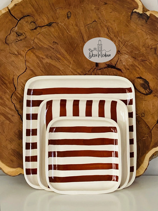 Lot de 3 plats carrés en céramique