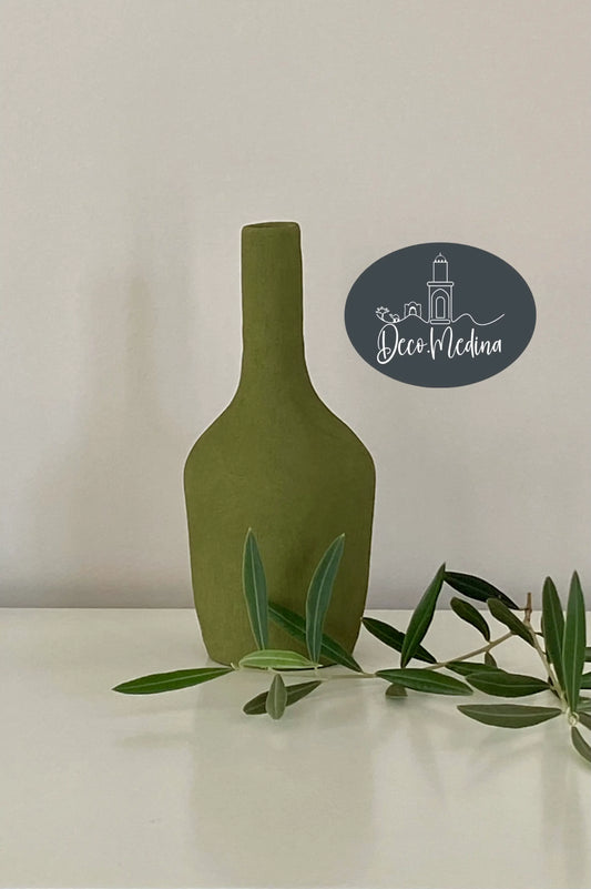 Vase bouteille vert H 22 cm