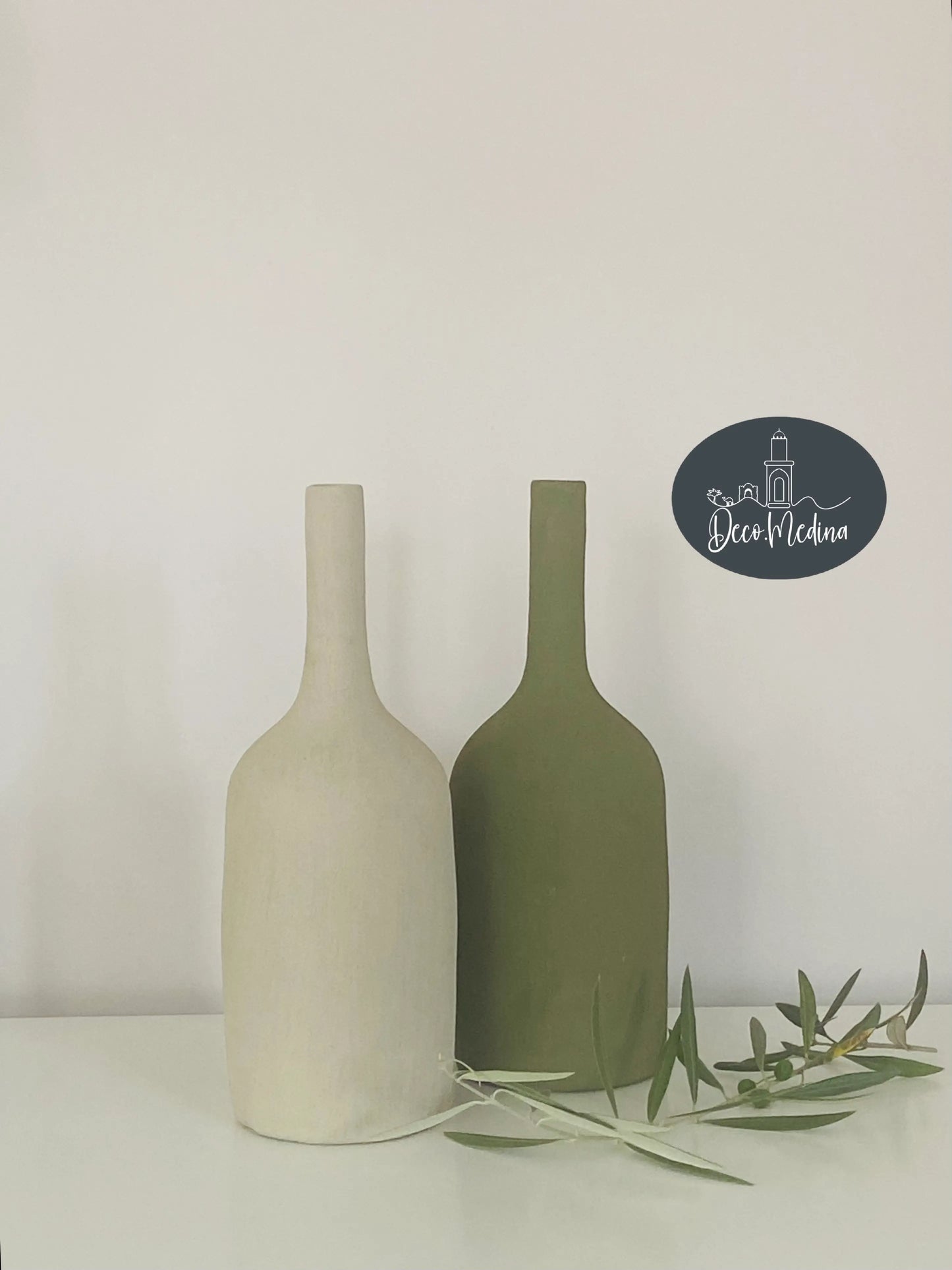 Vase bouteille sable H 32 cm